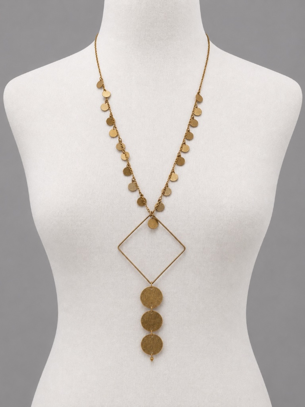 Boho Geometric Coin Necklace | Gold-Tone Statement Necklace